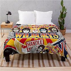 Vintage Traveling Wilburys inspired pop Art rock Poster Throw Blanket