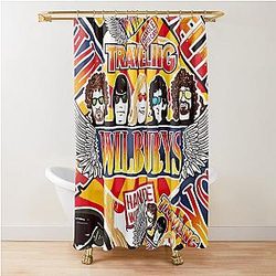 Vintage Traveling Wilburys inspired collage poster rock shower curtain