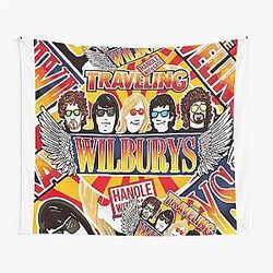 Vintage Traveling Wilburys inspired collage pop Art rock Poster Tapestry
