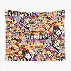 Vintage Traveling Wilburys-Inspired Collage Art Tapestry