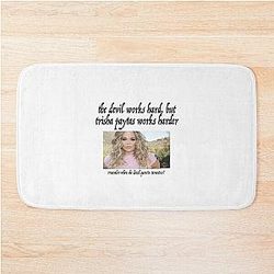 the devil works hard but trisha paytas works harder Bath Mat