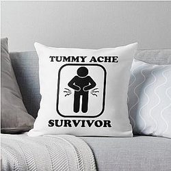 Vintage Tummy Ache Survivor, Tummy Ache Survivor, Stomachache IBS                 Throw Pillow