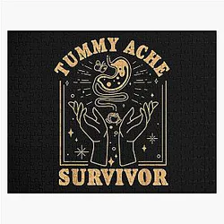 Vintage Minimalist Tummy Ache Survivor Funny Saying Jigsaw Puzzle