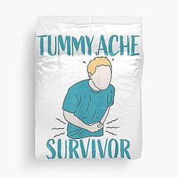 Vintage Tummy Ache Survivor, Tummy Ache Survivor, Funny Meme Quote , Stomachache IBS  (1) Duvet Cover