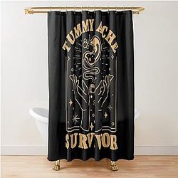 Vintage Minimalist Tummy Ache Survivor Funny Saying Shower Curtain