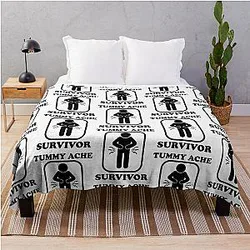 Vintage Tummy Ache Survivor, Tummy Ache Survivor, Stomachache IBS                 Throw Blanket