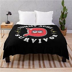 Tummy Ache Survivor Cute Kawaii Stomach Funny Stomach Ache Throw Blanket