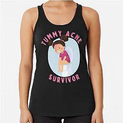 Tummy Ache Survivor  Tummy Ache Survivor Trends  Tummy relief  Stomach Ache  Tummy Pain   Racerback Tank Top