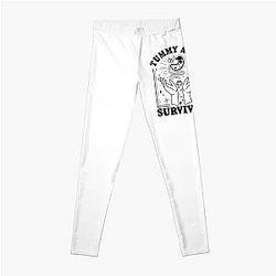 Vintage Minimalist Tummy Ache Survivor Funny Saying , Funny Men Woman Retro , Vintage   Leggings