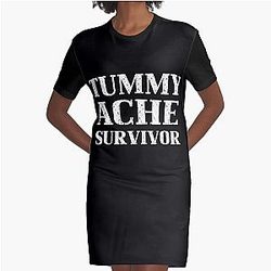 Tummy Ache Survivor Funny Vintage  Graphic T-Shirt Dress