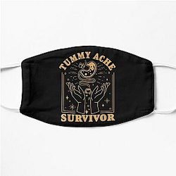 Vintage Minimalist Tummy Ache Survivor Funny Saying Flat Mask