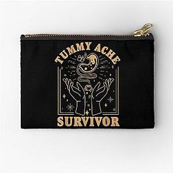 Vintage Minimalist Tummy Ache Survivor Funny Saying Zipper Pouch