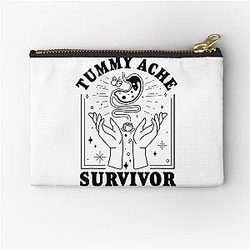 Vintage Minimalist Tummy Ache Survivor Funny Saying , Funny Men Woman Retro , Vintage   Zipper Pouch