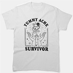 Vintage Minimalist Tummy Ache Survivor Funny Saying , Funny Men Woman Retro , Vintage   Classic T-Shirt