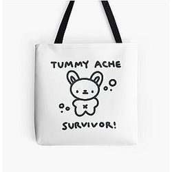 Cute Bear Tummy Ache Survivor All Over Print Tote Bag