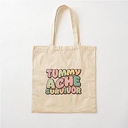 Tummy Ache Survivor Funky Lettering Design Cotton Tote Bag