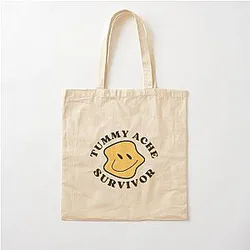 Tummy Ache Survivor Yellow Smiley Cotton Tote Bag