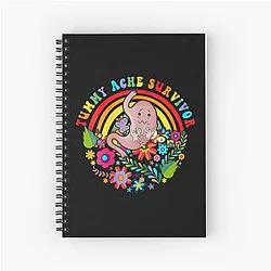 Vintage Tummy Ache Survivor, Tummy Ache Survivor, Stomachache IBS  (2) Spiral Notebook