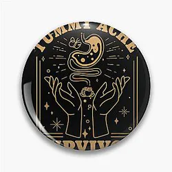 Vintage Minimalist Tummy Ache Survivor Funny Saying Pin