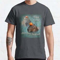 Think Twice? I Don't Even Think Once capybara word art Classic T-Shirt RB0809