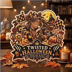 Leona Kingscholar Sugar Race Twisted Halloween LA0910 Disney Twisted Wonderland Wooden Door Sign