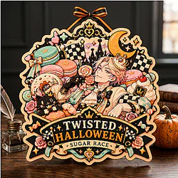 Cater Diamond Sugar Race Twisted Halloween LA0910 Disney Twisted Wonderland Wooden Door Sign