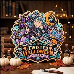 Jade Leech Sugar Race Twisted Halloween LA0910 Disney Twisted Wonderland Wooden Door Sign