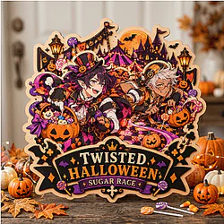 Lilia Vanrouge & Kalim Al-Asim Sugar Race Twisted Halloween LA0910 Disney Twisted Wonderland Wooden Door Sign