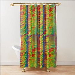 Glitchy primary twisters Shower Curtain