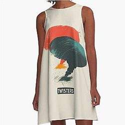 Retro Twisters Graphic Art A-Line Dress