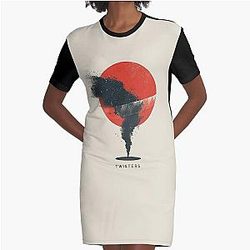 Minimalist Twisters Abstract Art Graphic T-Shirt Dress
