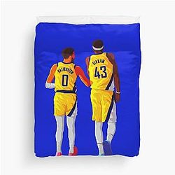 Tyrese Haliburton and Pascal Siakam - Indiana Pacers Basketball Duvet Cover 

 Tyrese Haliburton  Pascal Siakam - Duvet Cover