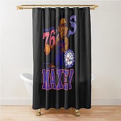 76ers Tyrese Maxey Caricature Shower Curtain