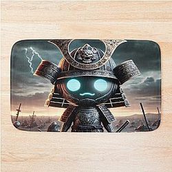 Cyber Shogun Rockbot - The Ultimate Warrior of Power and Rebellion Model 4 Bath Mat