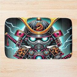 Cyber Shogun, The Ultimate Warrior of Power and Rebellion Model 5 Bath Mat