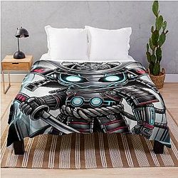 Cyber Shogun Rockbot - The Ultimate Warrior of Power and Rebellion Model 2 Throw Blanket