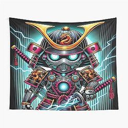 Cyber Shogun Rockbot - The Ultimate Warrior of Power and Rebellion - Model 5 Tapestry