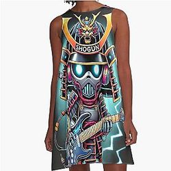 Cyber Shogun A-Line Dress - The Ultimate Warrior of Power and Rebellion - Model 3