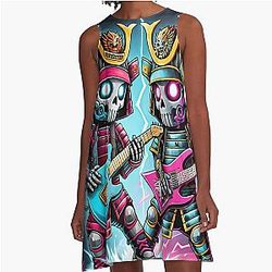 Cyber Shogun Rockbot - The Ultimate Warrior of Power and Rebellion Model 8 A-Line Dress