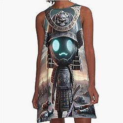 Cyber Shogun Rockbot - The Ultimate Warrior of Rebellion - Model 4 A Line Dress