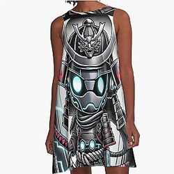 Cyber Shogun Rockbot – The Ultimate Warrior of Power Rebellion - Model 2 A-Line Dress