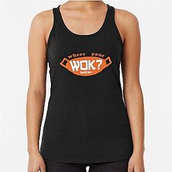 Uncle Roger ask you, Where Your Wok - Orange   Racerback Tank Top