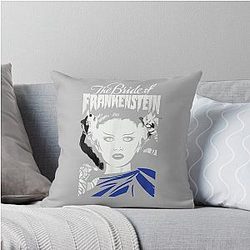 Universal Monsters The Bride of Frankenstein Illustrated Throw Pillow