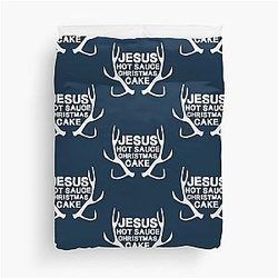 Jesus Hot Sauce Christmas Cake - Until Dawn  Duvet Cover
