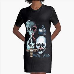 Pixel Until Dawn Famous Horror Movie Actors Watch Suspense And Attractive  Graphic T-Shirt Dress
