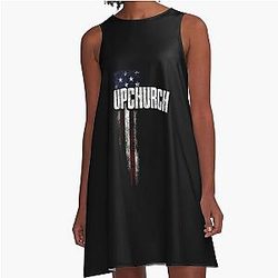 Upchurch Family American Flag Graphic Trending Youth   A-Line Dress