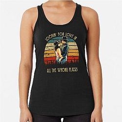 Vintage Urban Cowboys looking for love in all wrong places Racerback Tank Top
