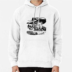 Urban Cowboy with Lowrider Skull Bold Black White Street Art Pullover Hoodie