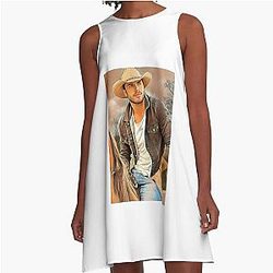 Retro Romantic Urban Western Cowboy Movie Cool Gift A-Line Dress