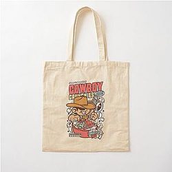 Western Cowboy Funny Graphic Cotton Tote Bag
